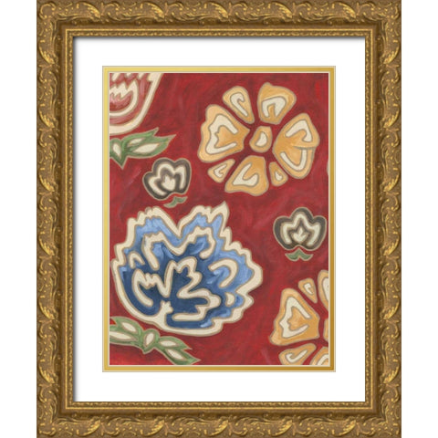 Cheerful Chintz I Gold Ornate Wood Framed Art Print with Double Matting by Deans, Karen