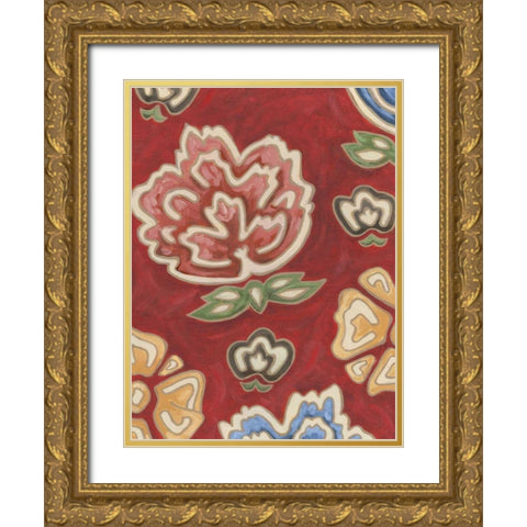 Cheerful Chintz II Gold Ornate Wood Framed Art Print with Double Matting by Deans, Karen
