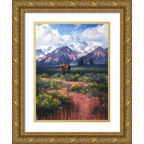 Flowers for Mama Gold Ornate Wood Framed Art Print with Double Matting by Sorenson, Jack