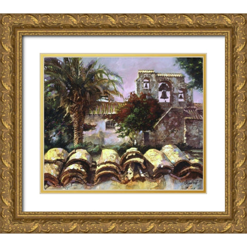 Wall at San Miguel Gold Ornate Wood Framed Art Print with Double Matting by Hadfield, Clif