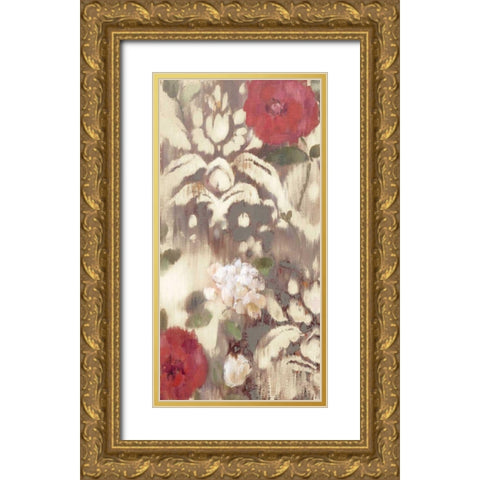 Ikat Rose I Gold Ornate Wood Framed Art Print with Double Matting by Cohen, Marietta