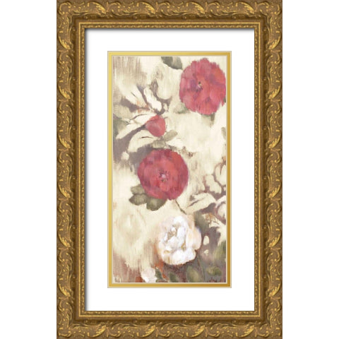 Ikat Rose III Gold Ornate Wood Framed Art Print with Double Matting by Cohen, Marietta