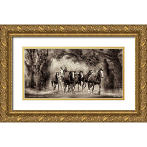 The Chase II Gold Ornate Wood Framed Art Print with Double Matting by Drost, David