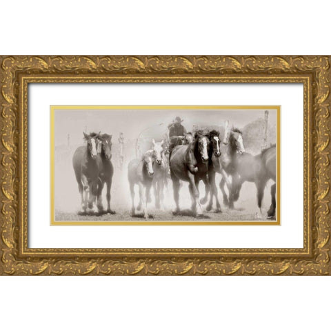 The Chase III Gold Ornate Wood Framed Art Print with Double Matting by Drost, David