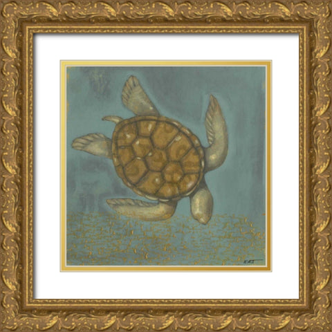 Sea Turtle I Gold Ornate Wood Framed Art Print with Double Matting by Wyatt Jr., Norman