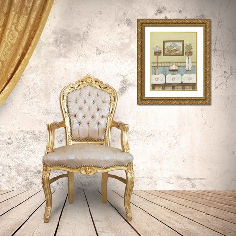 Seabreeze Bath IV Gold Ornate Wood Framed Art Print with Double Matting by Russell, Wendy