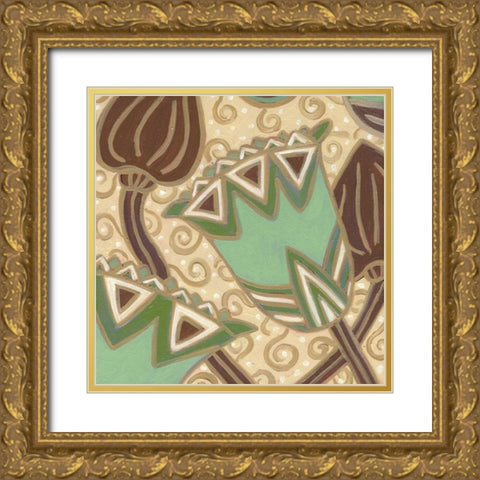 Cleo Aqua I Gold Ornate Wood Framed Art Print with Double Matting by Deans, Karen