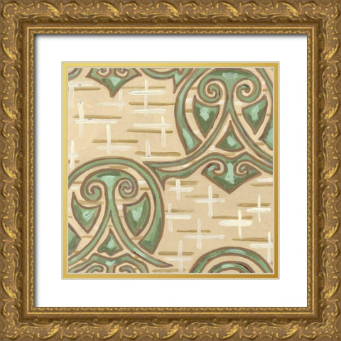 Cleo Aqua IV Gold Ornate Wood Framed Art Print with Double Matting by Deans, Karen