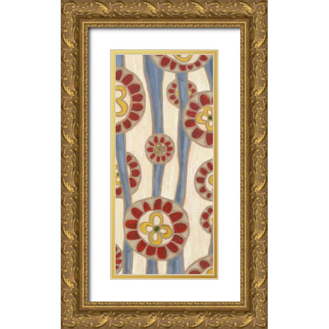 Flowing Flowers I Gold Ornate Wood Framed Art Print with Double Matting by Deans, Karen
