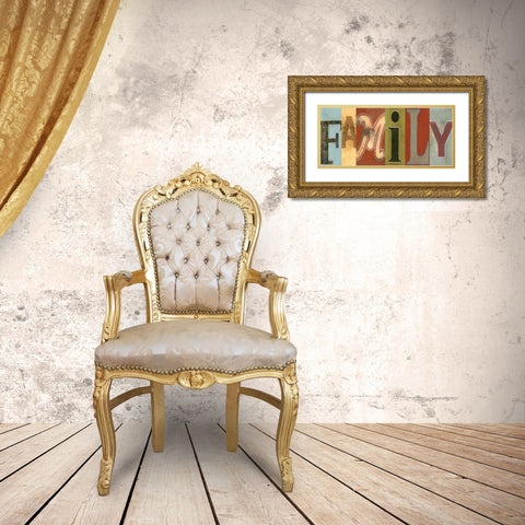 Family Panel Gold Ornate Wood Framed Art Print with Double Matting by Vision Studio