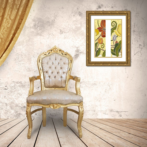 Mini Sunny Garden II (2-Up) Gold Ornate Wood Framed Art Print with Double Matting by Deans, Karen