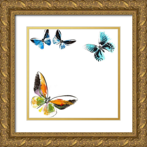 Butterflies Dance VII Gold Ornate Wood Framed Art Print with Double Matting by Project, A.