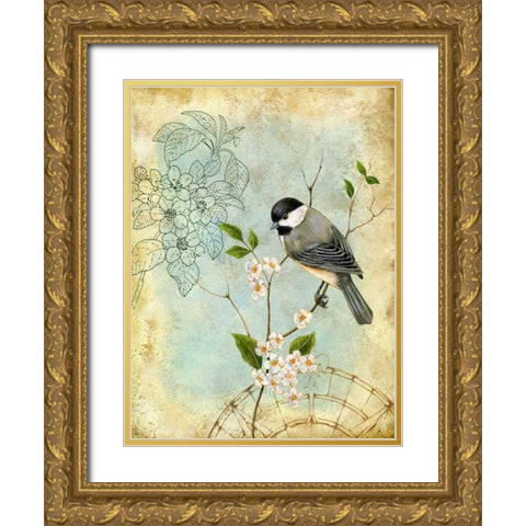 Songbird Sketchbook II Gold Ornate Wood Framed Art Print with Double Matting by Maday, Jane