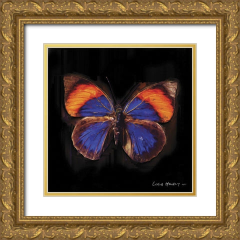 Techno Butterfly III Gold Ornate Wood Framed Art Print with Double Matting by Henry, Lola