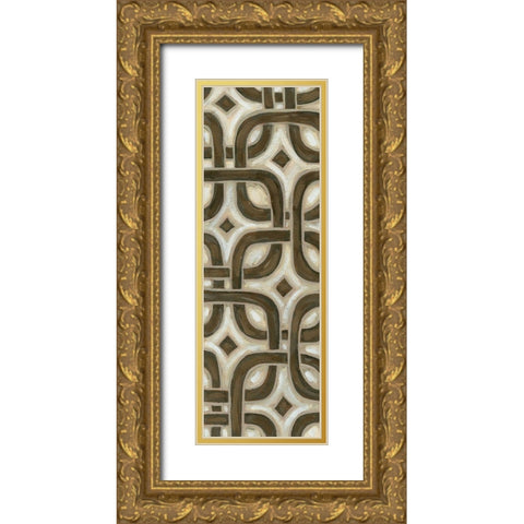 2-Up Earthen Patterns V Gold Ornate Wood Framed Art Print with Double Matting by Deans, Karen