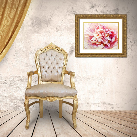 Monets Peony I Gold Ornate Wood Framed Art Print with Double Matting by Perry, Rachel