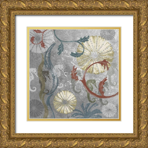 Seahorse Collage I Gold Ornate Wood Framed Art Print with Double Matting by James, Andrea