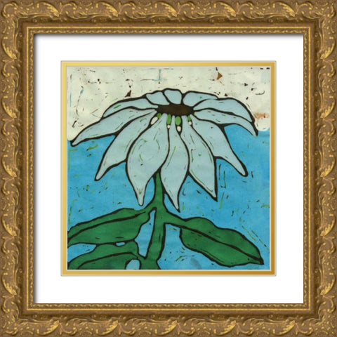 Aqua Batik Botanical VI Gold Ornate Wood Framed Art Print with Double Matting by Davis, Andrea