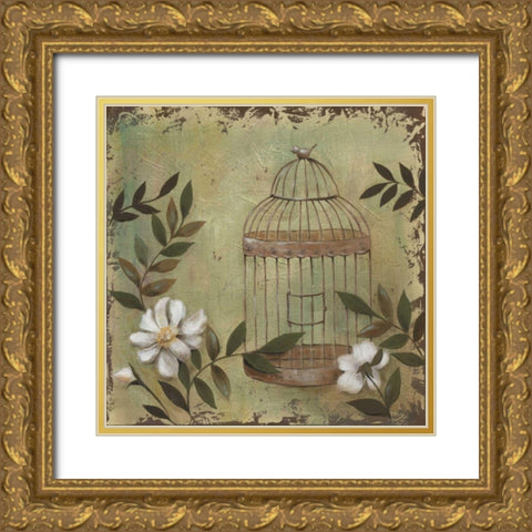 Decorative Bird Cage I Gold Ornate Wood Framed Art Print with Double Matting by Reynolds, Jade