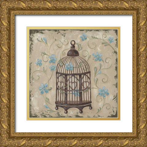 Decorative Bird Cage II Gold Ornate Wood Framed Art Print with Double Matting by Reynolds, Jade
