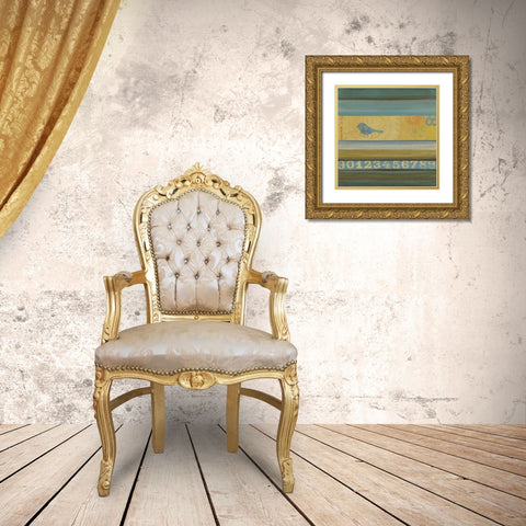 Blue Bird Gold Ornate Wood Framed Art Print with Double Matting by Green-Aldridge, W.