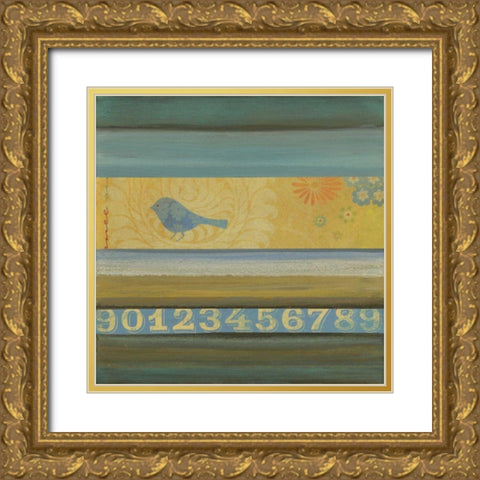Blue Bird Gold Ornate Wood Framed Art Print with Double Matting by Green-Aldridge, W.