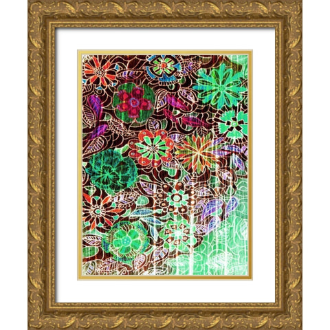 Flower Drift I Gold Ornate Wood Framed Art Print with Double Matting by Harrington, Danielle