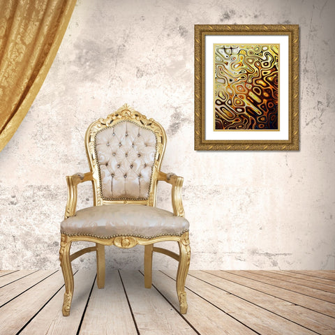 Metallic Shapes I Gold Ornate Wood Framed Art Print with Double Matting by Harrington, Danielle