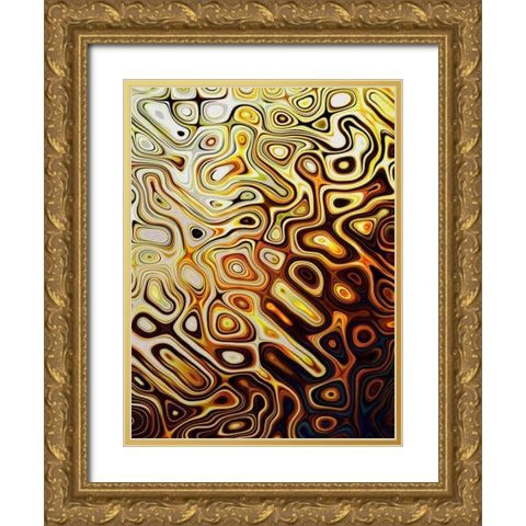 Metallic Shapes I Gold Ornate Wood Framed Art Print with Double Matting by Harrington, Danielle