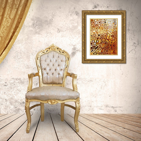 Metallic Shapes II Gold Ornate Wood Framed Art Print with Double Matting by Harrington, Danielle