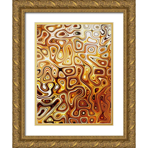 Metallic Shapes II Gold Ornate Wood Framed Art Print with Double Matting by Harrington, Danielle