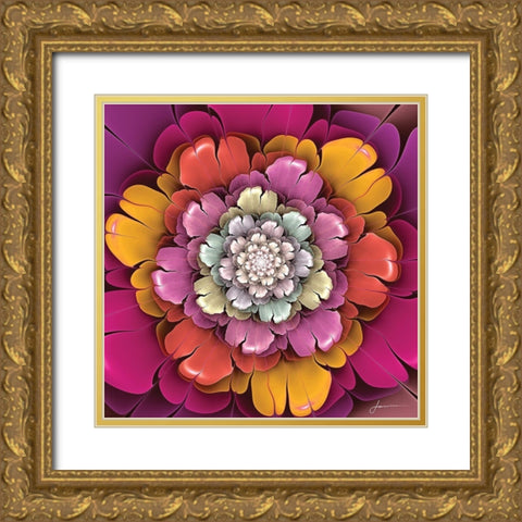 Fractal Blooms II Gold Ornate Wood Framed Art Print with Double Matting by Burghardt, James