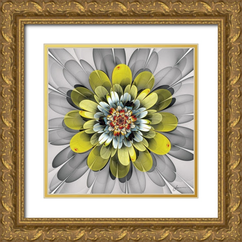 Fractal Blooms IV Gold Ornate Wood Framed Art Print with Double Matting by Burghardt, James