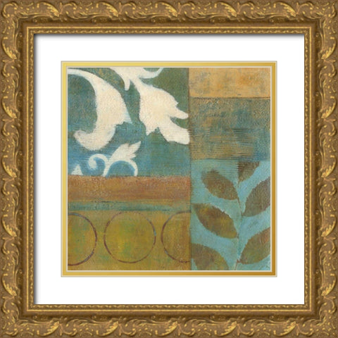 Bronze Leaf Quadrant I Gold Ornate Wood Framed Art Print with Double Matting by Green-Aldridge, W.