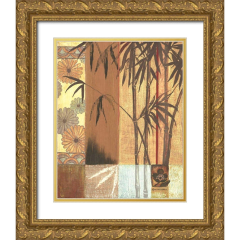 Asian Bamboo Gold Ornate Wood Framed Art Print with Double Matting by Russell, Wendy