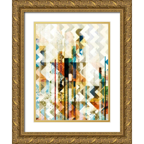 Urban Chevron II Gold Ornate Wood Framed Art Print with Double Matting by Vision Studio