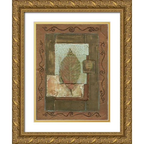 Leaf Quartet I Gold Ornate Wood Framed Art Print with Double Matting by Russell, Wendy