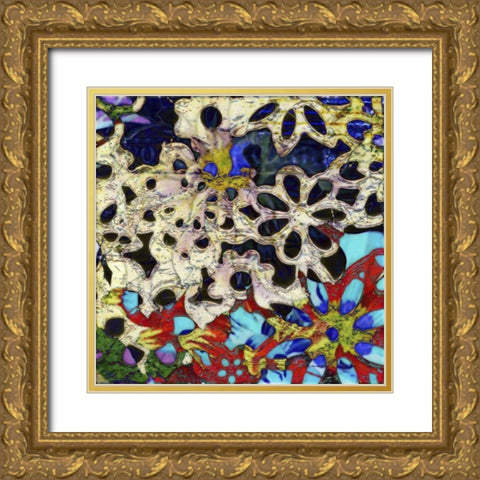 Bejeweled Woodblock I Gold Ornate Wood Framed Art Print with Double Matting by Mountain, Ricki