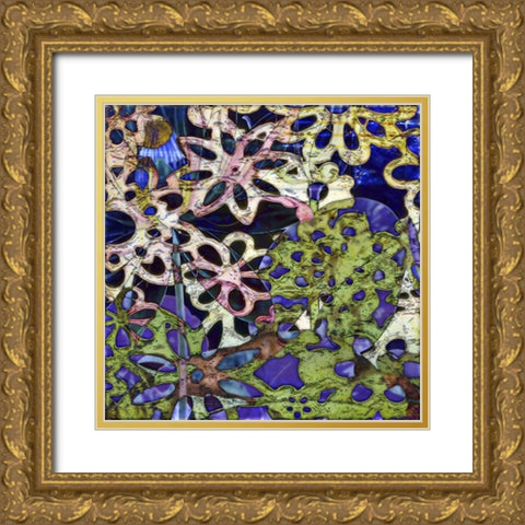 Bejeweled Woodblock III Gold Ornate Wood Framed Art Print with Double Matting by Mountain, Ricki