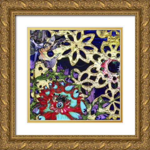 Bejeweled Woodblock IV Gold Ornate Wood Framed Art Print with Double Matting by Mountain, Ricki