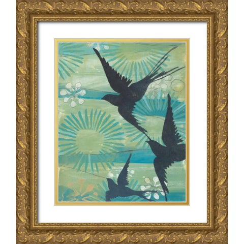 Swoop II Gold Ornate Wood Framed Art Print with Double Matting by Fuchs, Jodi