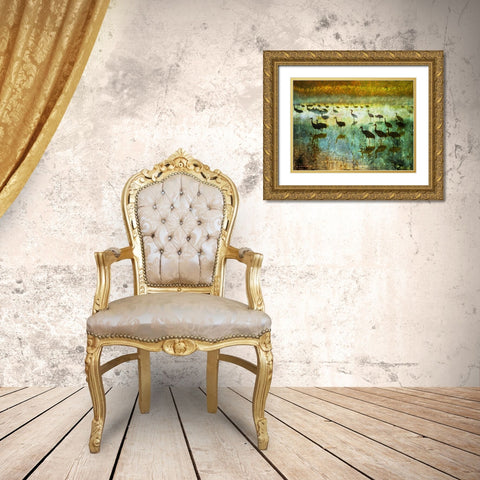 Cranes in Mist I Gold Ornate Wood Framed Art Print with Double Matting by Vest, Chris
