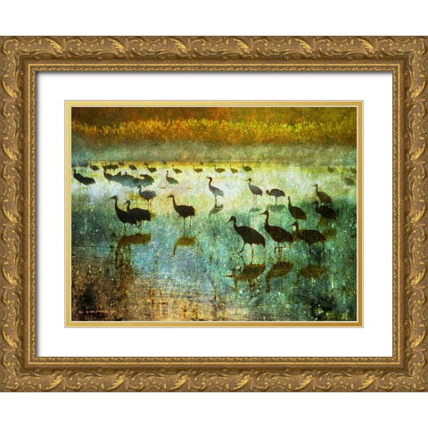 Cranes in Mist I Gold Ornate Wood Framed Art Print with Double Matting by Vest, Chris