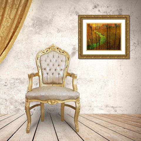 Woodblock Stream I Gold Ornate Wood Framed Art Print with Double Matting by Vest, Chris