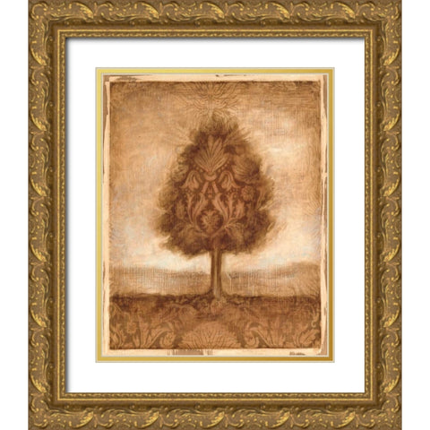Patterned Maple I Gold Ornate Wood Framed Art Print with Double Matting by Harper, Ethan