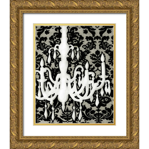 Patterned Chandelier II Gold Ornate Wood Framed Art Print with Double Matting by Harper, Ethan