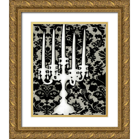 Patterned Candelabra II Gold Ornate Wood Framed Art Print with Double Matting by Harper, Ethan