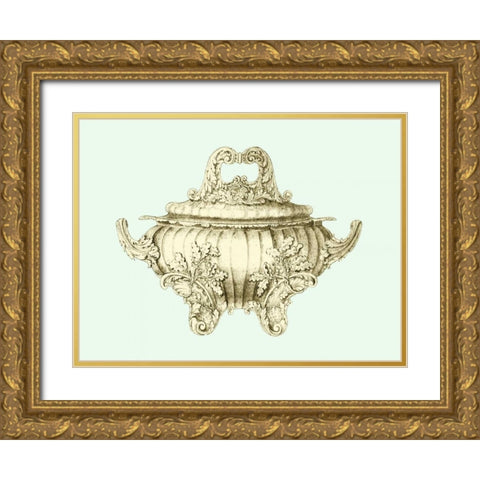 Celadon Porcelain II Gold Ornate Wood Framed Art Print with Double Matting by Vision Studio
