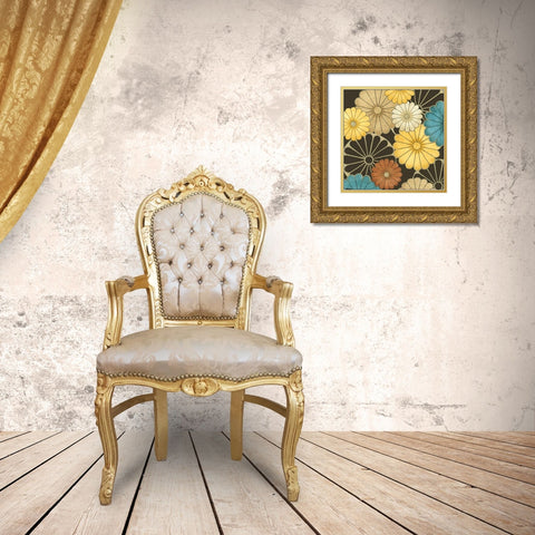 Floral Confetti I Gold Ornate Wood Framed Art Print with Double Matting by Vess, June Erica
