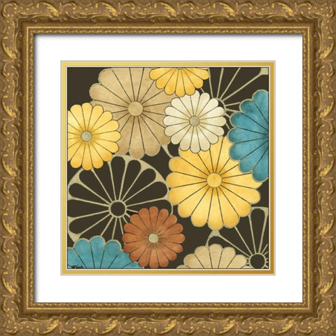 Floral Confetti I Gold Ornate Wood Framed Art Print with Double Matting by Vess, June Erica